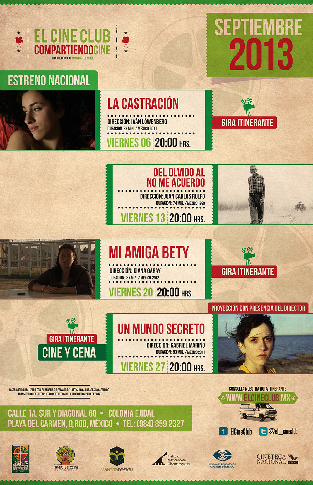 Cartelera El Cine Club Septiembre @ Playa del Carmen