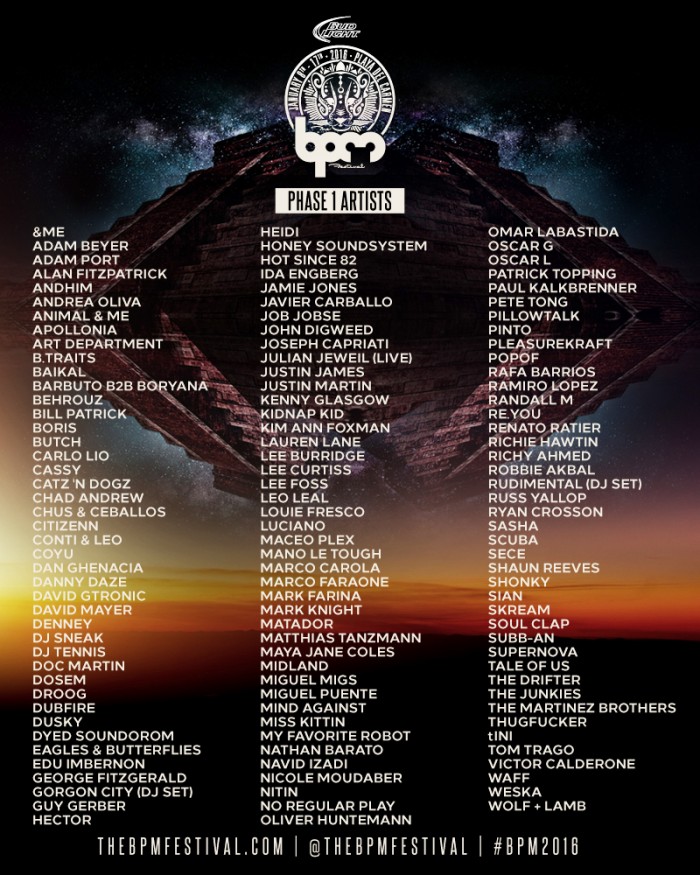 BPM FESTIVAL LINE UP 2016