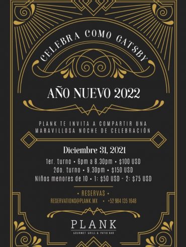 Plank Playa del carmen cena Año Nuevo 2022