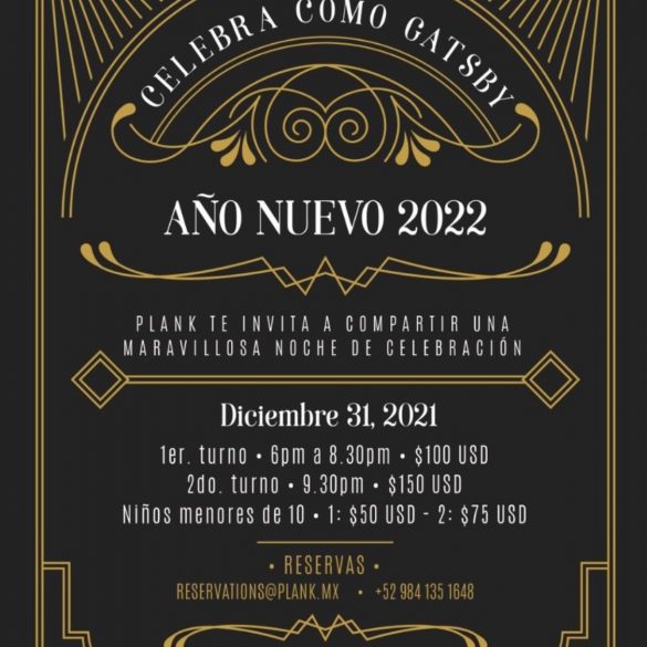 Plank Playa del carmen cena Año Nuevo 2022