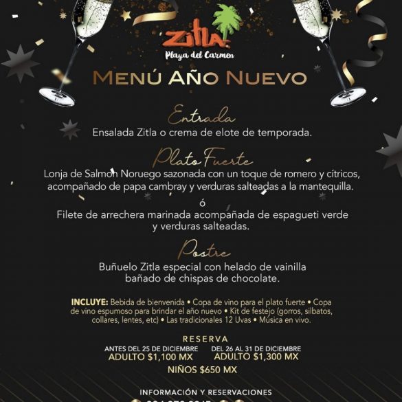 Cena de Año nuevo en Playa del carmen Zitla